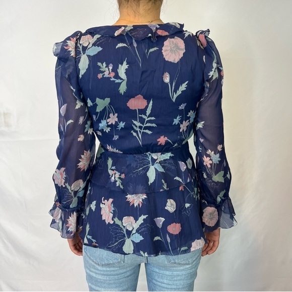 Cleobella Floral Long Sleeve Ruffle Tie Blouse XS - Picture 4 of 12